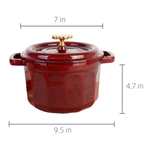 2QT Red Enamel Coated Cast Iron Dutch Oven N358