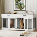 Grey Wooden Dog Crate with 2 Storage Drawers and Removable Divider Y118231