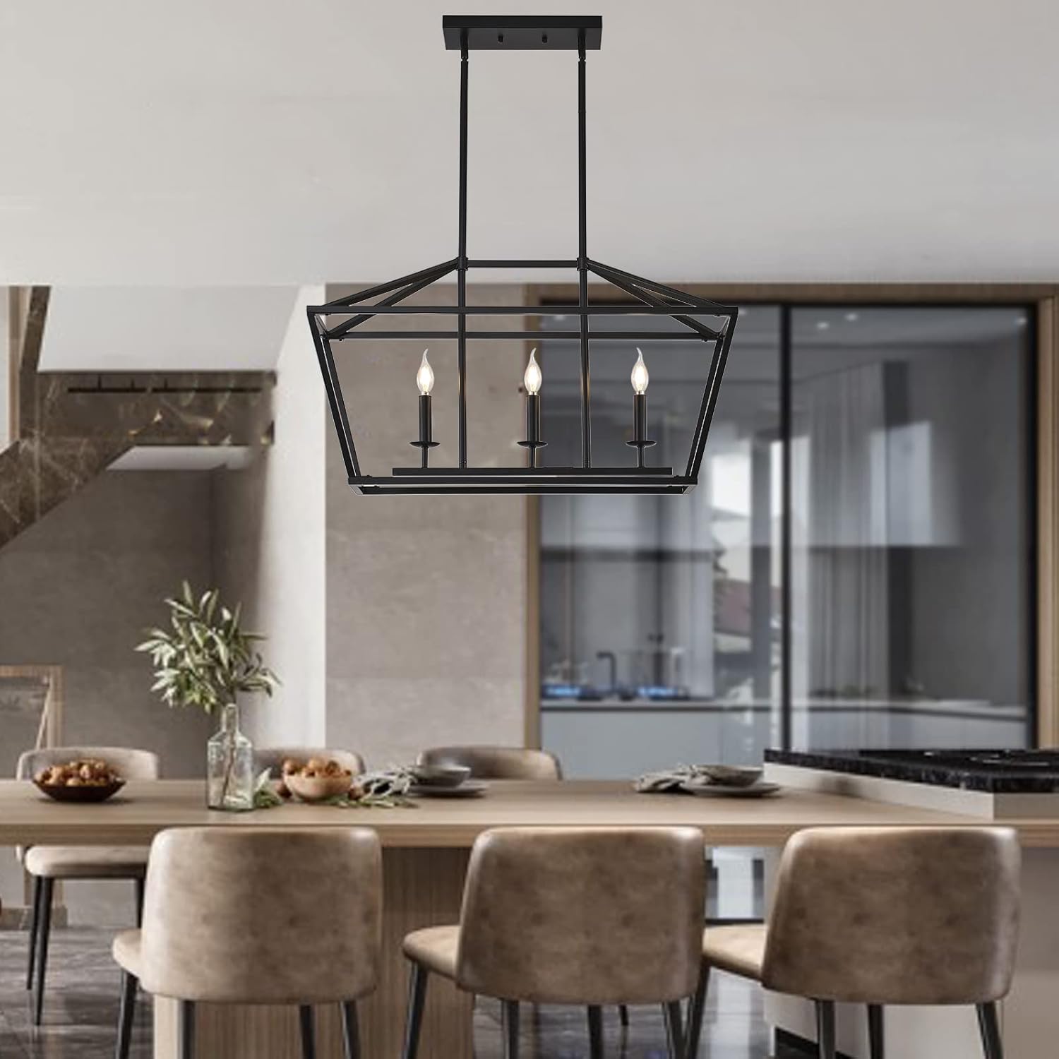 3-Light Black Farmhouse Chandelier Y339
