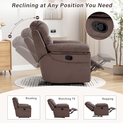 Breathable Fabric Cloth Single Recliner Chair with Padded Backrest and Armrests K281