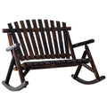 Rustic Double Rocking Chair Adirondack Bench, Fir Wood P51682