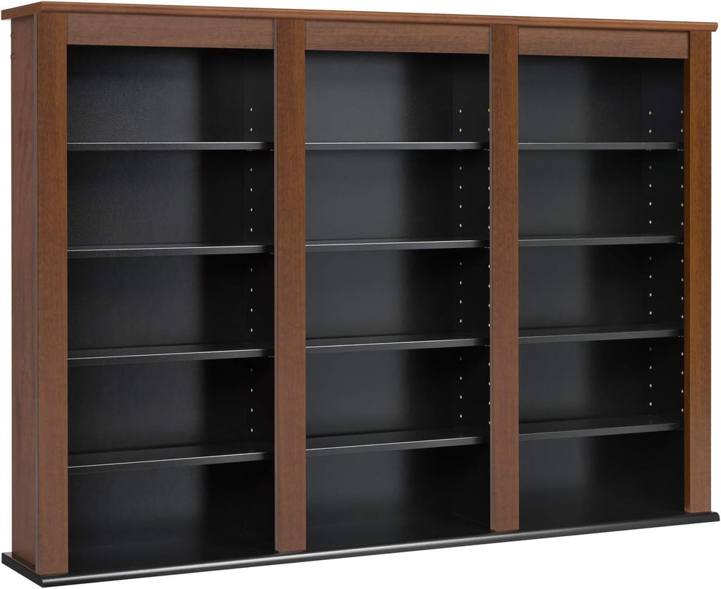 Triple Wall Mounted Storage Cabinet, Cherry and Black J6321
