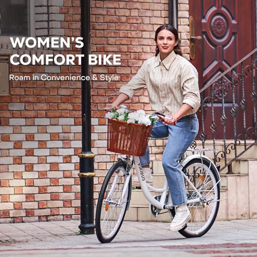 24 26 inch 1 Speed Step Through Cruiser Bike with Basket A863