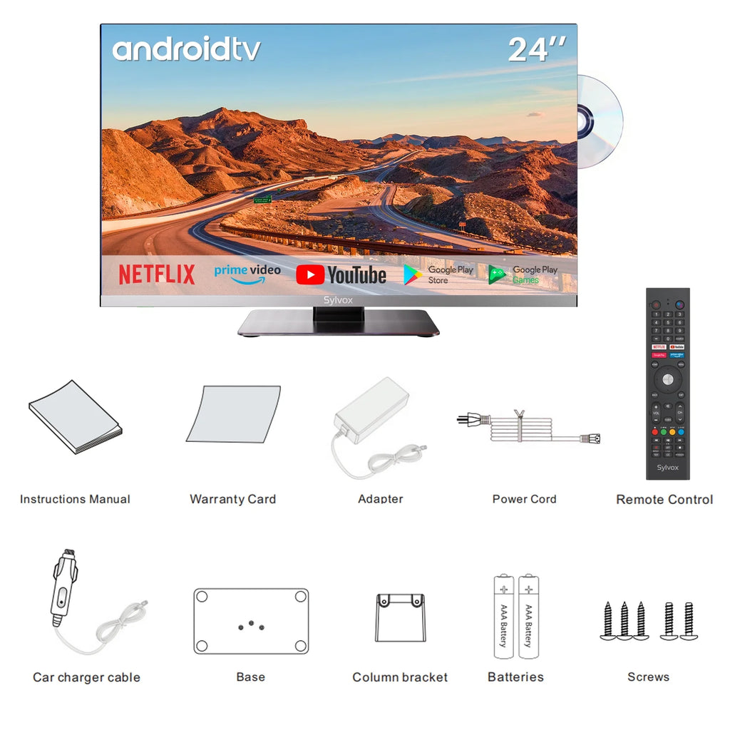 24 inch 12 Volt RV TV with Built-in DVD Player A9084