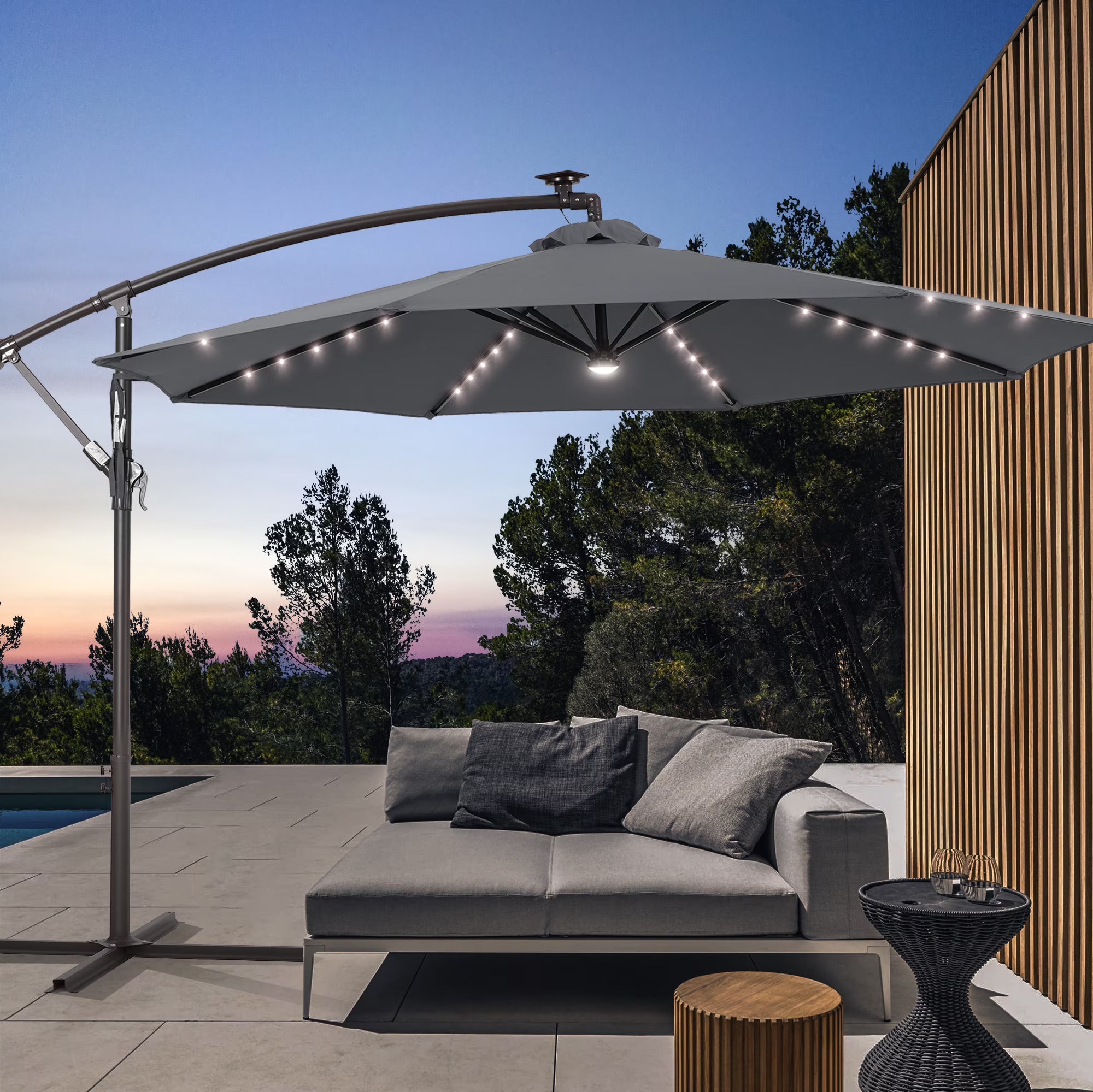 Gray Offset Patio Umbrella T801