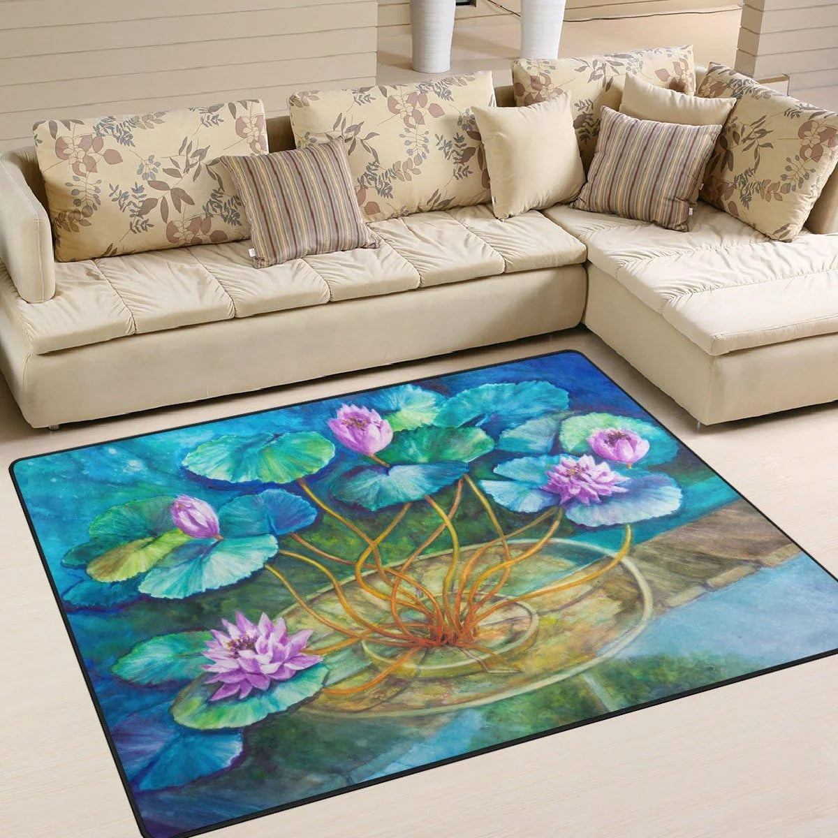 Monet's Water Lily Pond Lightweight Carpet Mats, 6'8" x 4'10" Area Rug H207