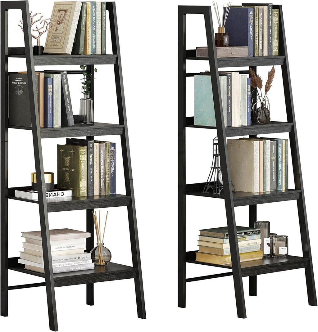 4-Tier Wooden and Metal Frame Ladder Shelf G1340