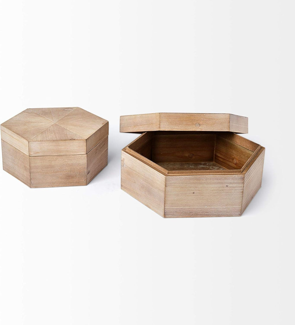 Set of 2 Light Brown Decorative Boxes V992051