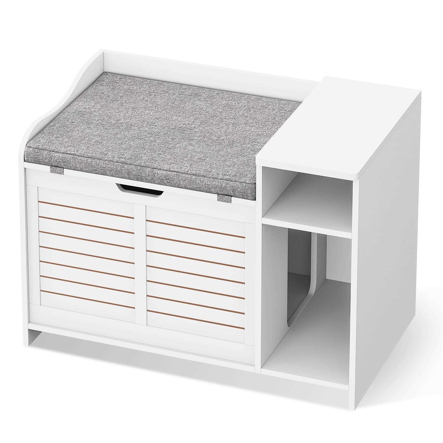 Litter Box Enclosure with Top Opening with Cushion Cat Litter Box Furniture W319