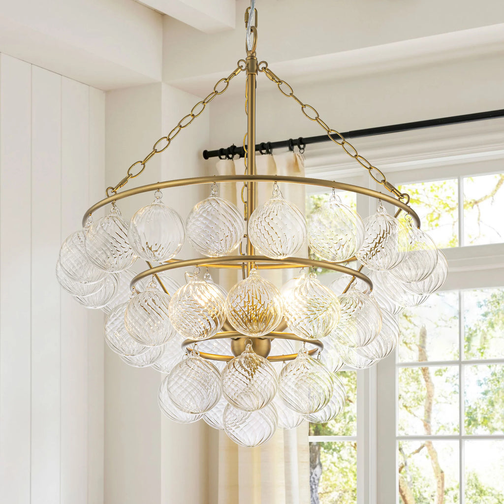 4-Light Dimmable Glass Chandelier C94136
