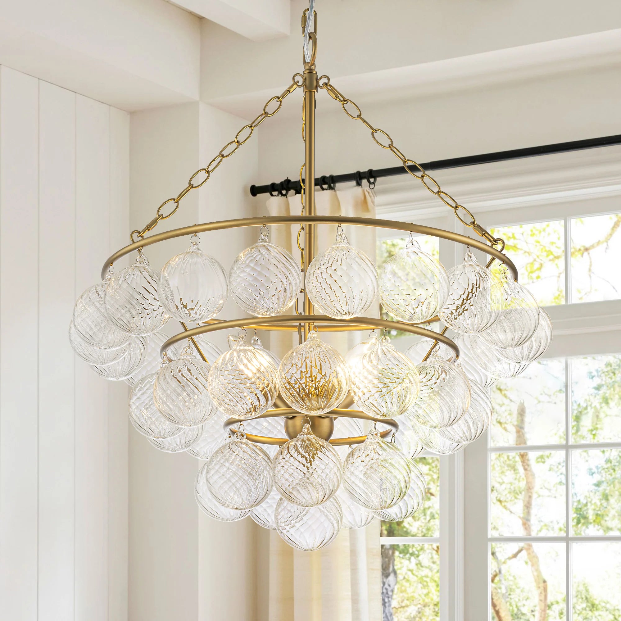 4-Light Dimmable Glass Chandelier C94136