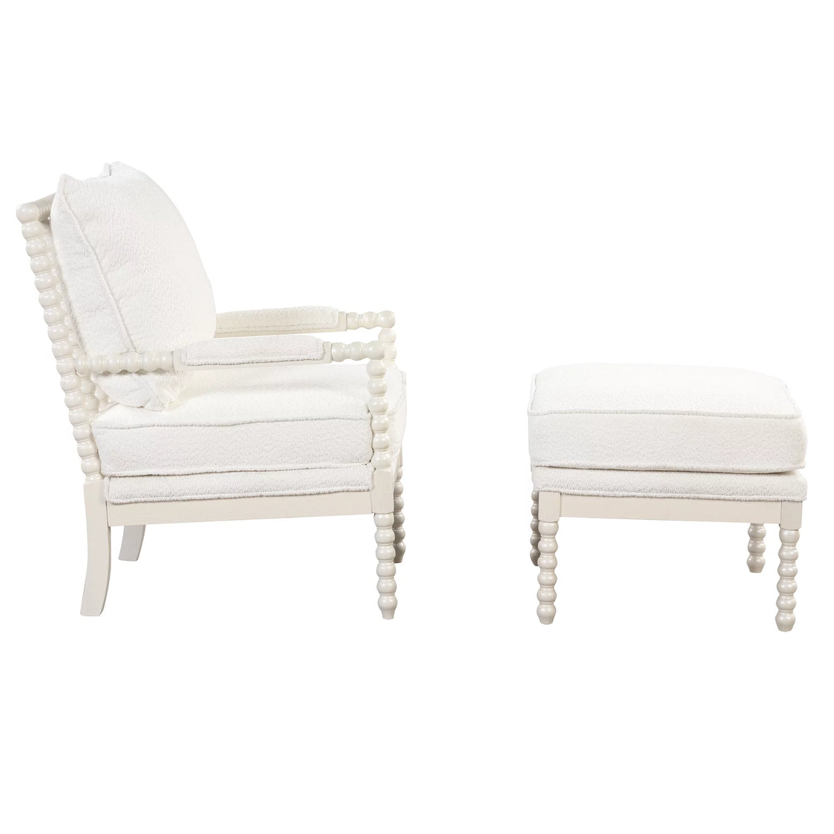 White Velvet Accent Chair with Ottoman K170