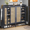 Grey 8 Tier Bamboo Shoe Cabinet with Doors Z8259