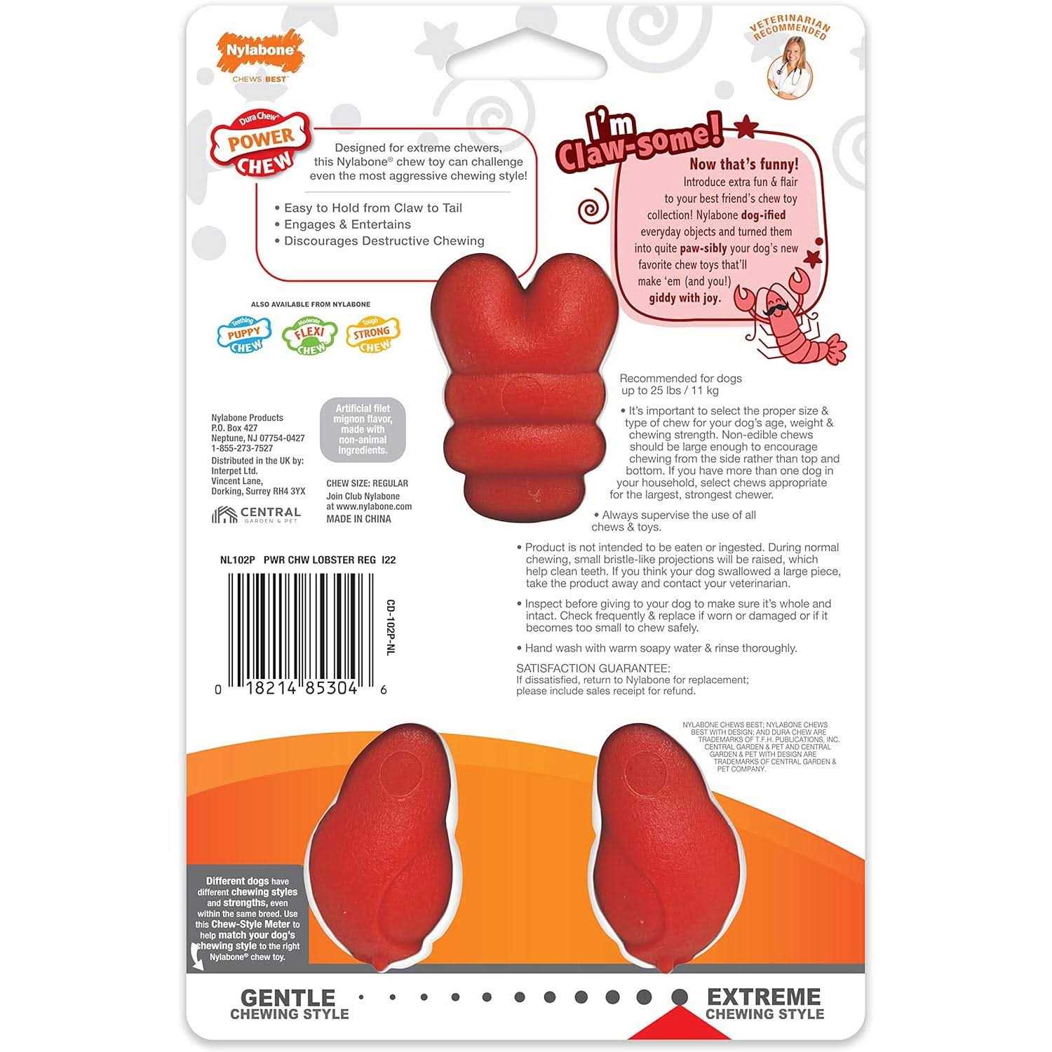 Power Chew Lobster Dog Toy Filet Mignon B980