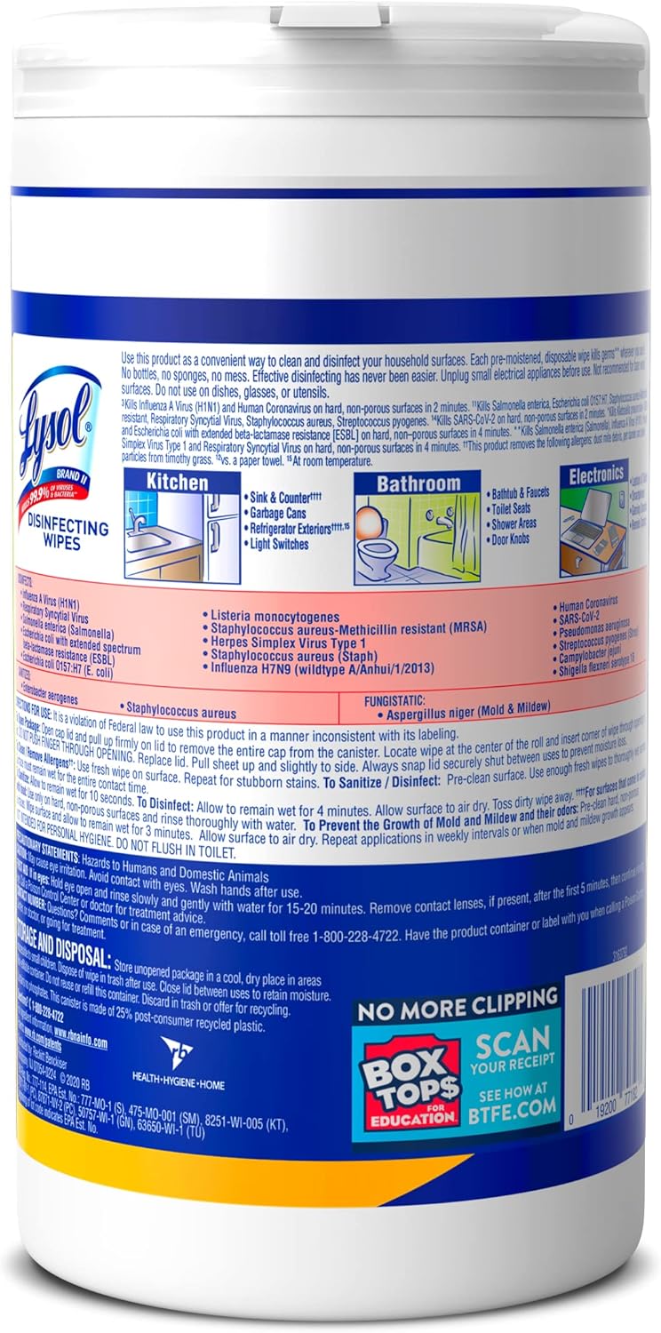 Lysol Disinfectant Wipes, Lemon and Lime Blossom, 80 Count H335