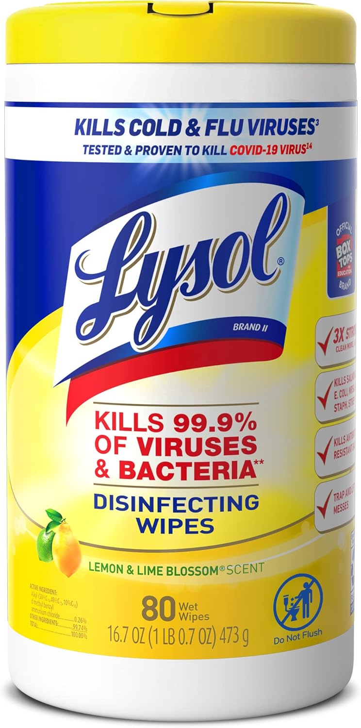 Lysol Disinfectant Wipes, Lemon and Lime Blossom, 80 Count H335