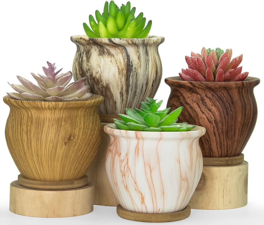 4.5 Inch Ceramic Succulent Pots Set of 4 V503