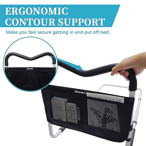 White Adjustable Bed Rail with Storage Pocket C534828
