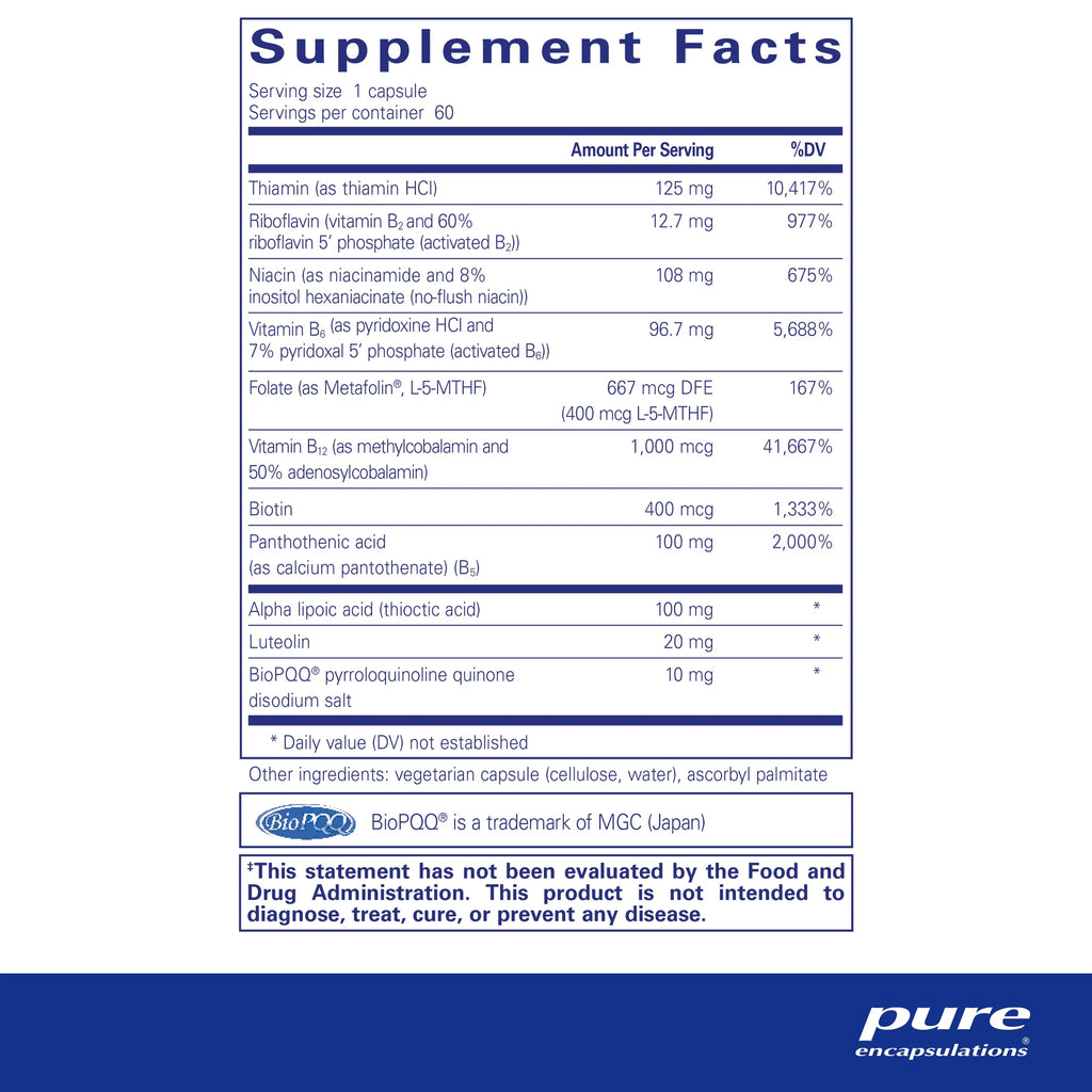 Vitamin B Supplement with PQQ, 60 Capsules R1024