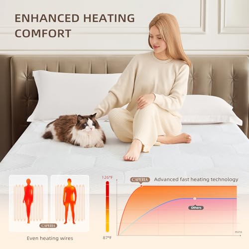 Twin XL Waterproof Heated Mattress Pad, White, 39" x 80" x 17.3" Deep Pocket X164966