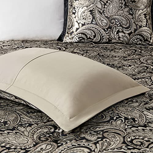 Black 7 Piece Cal King Faux Silk Down Alternative Comforter Set E16592