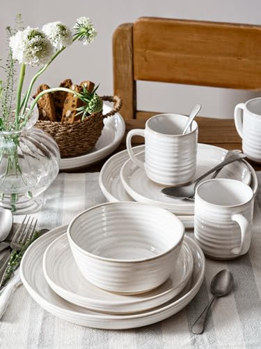 16 Piece Stoneware Dinnerware Set, Arctic White L34137