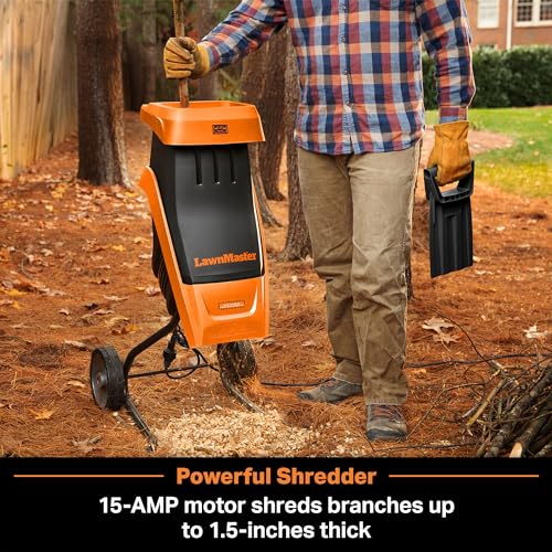 Electric Wood Chipper Shredder 15-Amp 1.5-Inch Cutting Diameter O459
