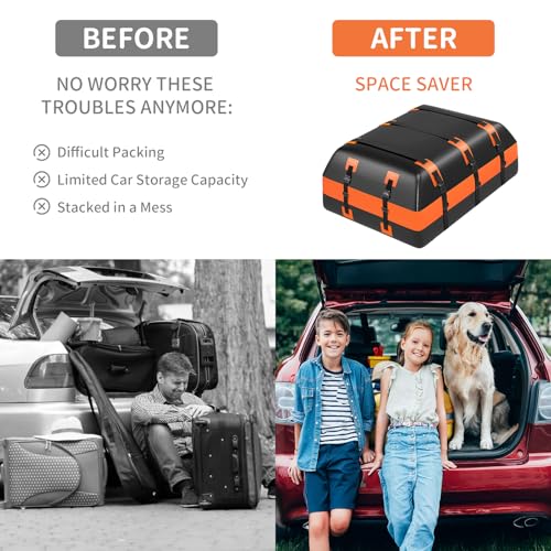 21 Cubic Feet 100% Waterproof Heavy Duty 840D Rooftop Cargo Bag with Anti-Slip Mat O992134