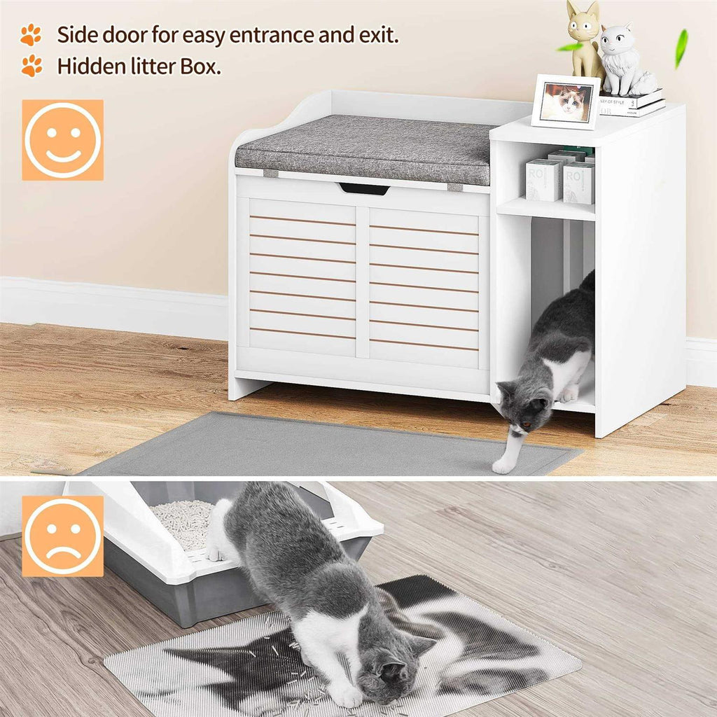 Litter Box Enclosure with Top Opening with Cushion Cat Litter Box Furniture W319
