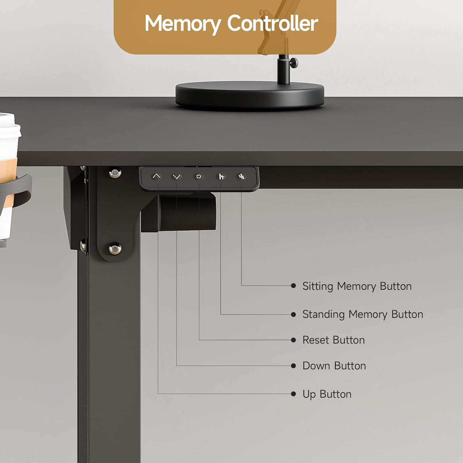 63x43 Inches L Shaped Electric Standing Desk Black K96976