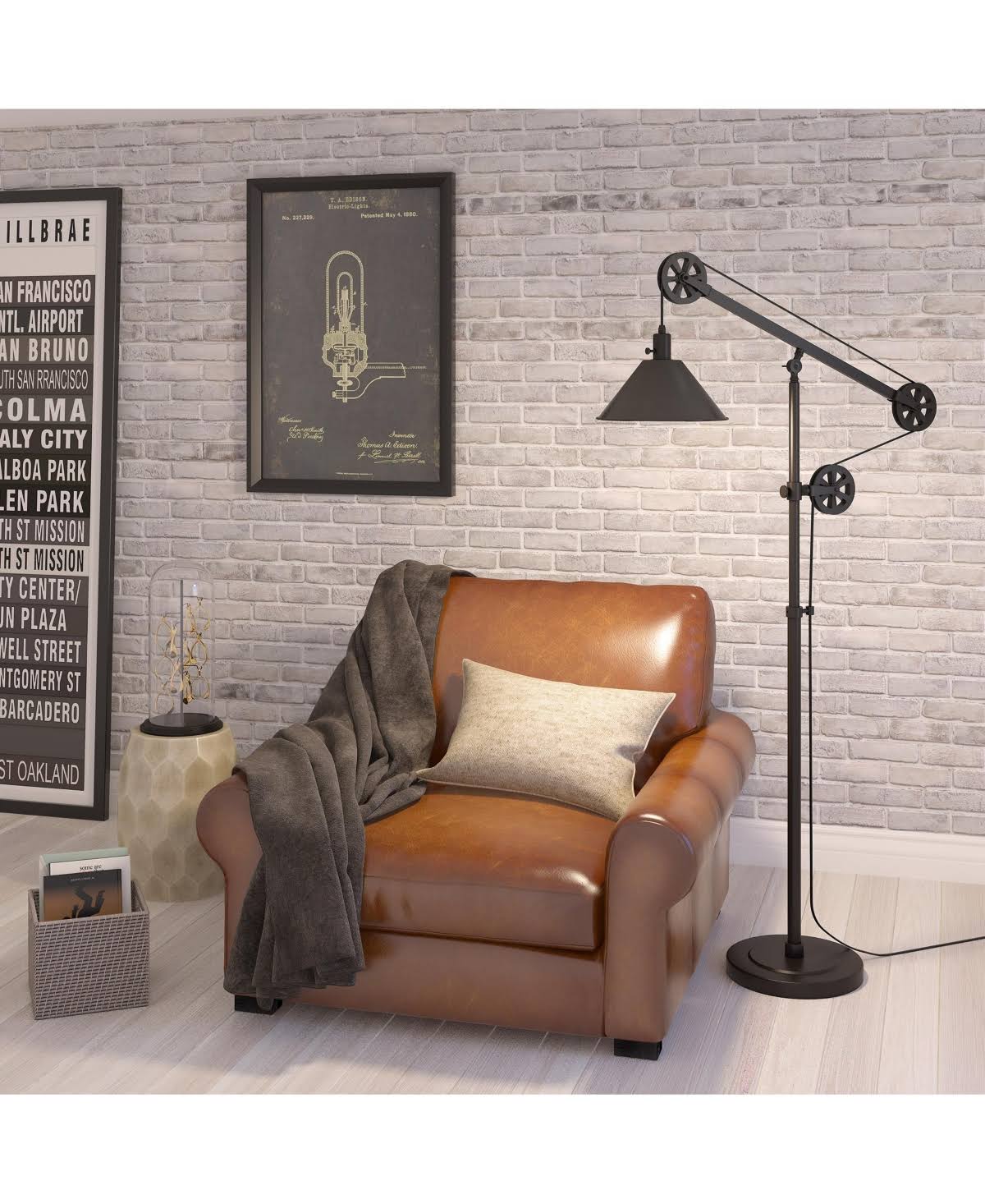 Blackened Bronze Floor Lamp with Pulley System L3580