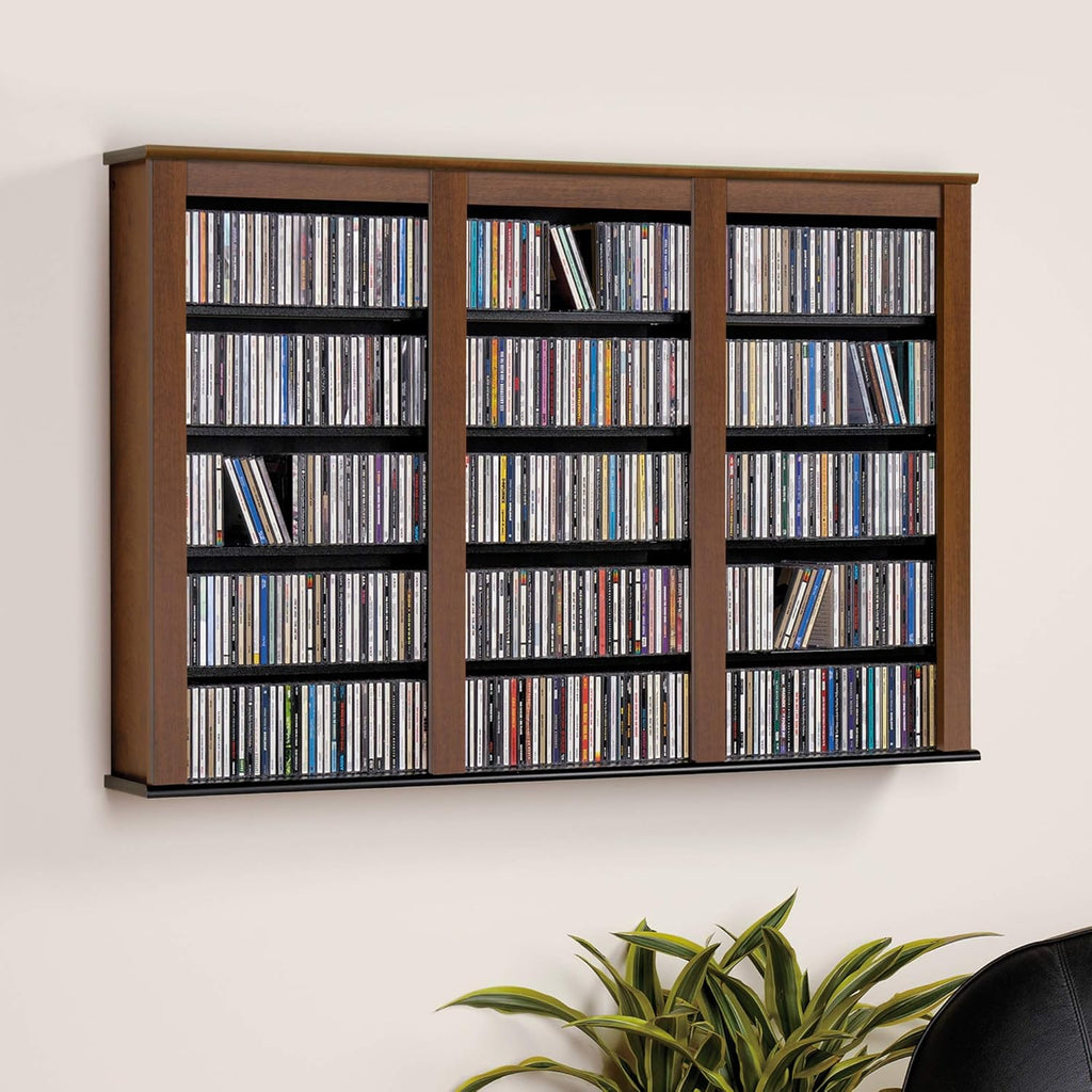 Triple Wall Mounted Storage Cabinet, Cherry and Black J6321