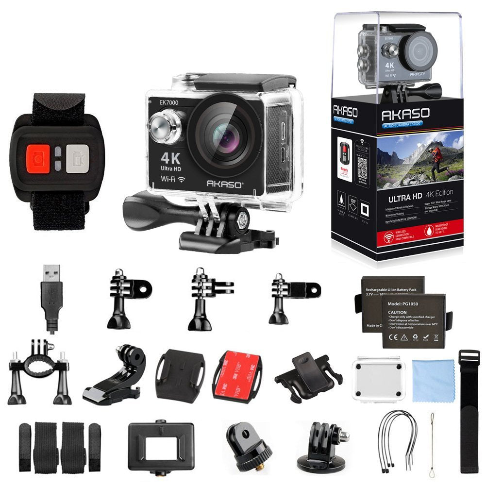 Black 4K Ultra HD 12MP Waterproof Action Camera R81325