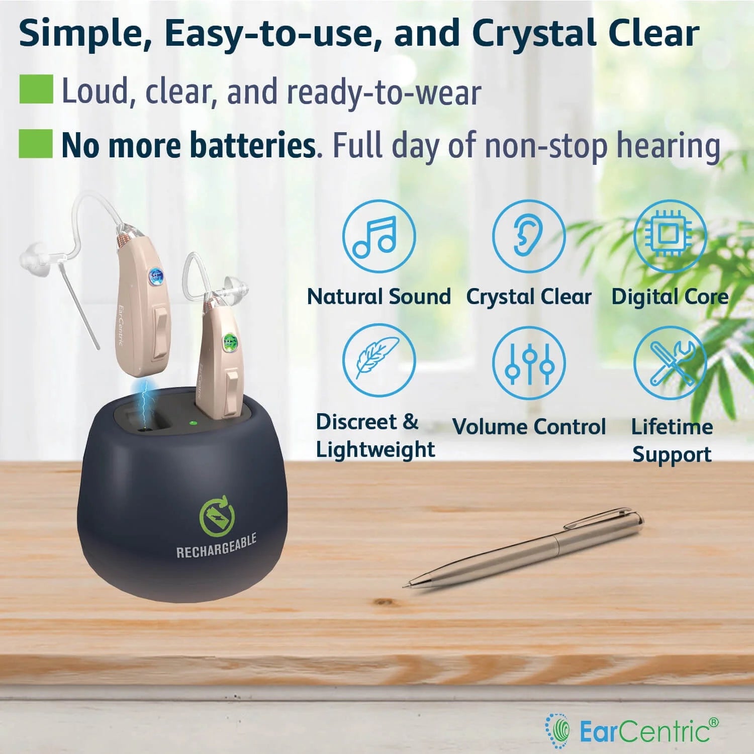 Rechargeable Behind-the-Ear Beige kit (2pc) Q7826