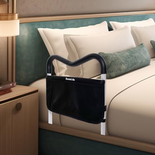 White Adjustable Bed Rail with Storage Pocket C534828