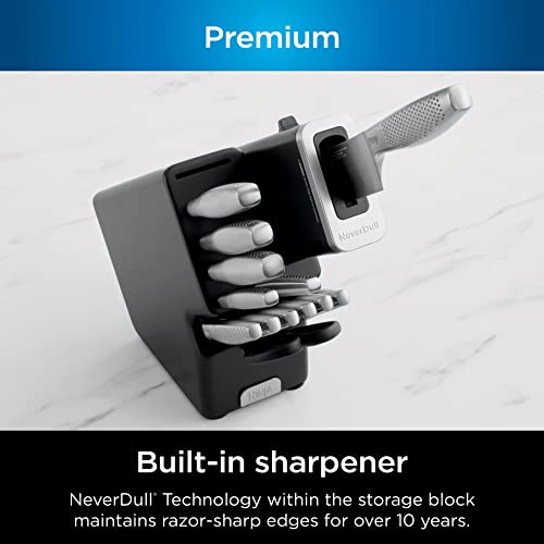 14-Piece German Stainless Steel Knife System with Built-in Sharpener, Stainless Steel/Black W720