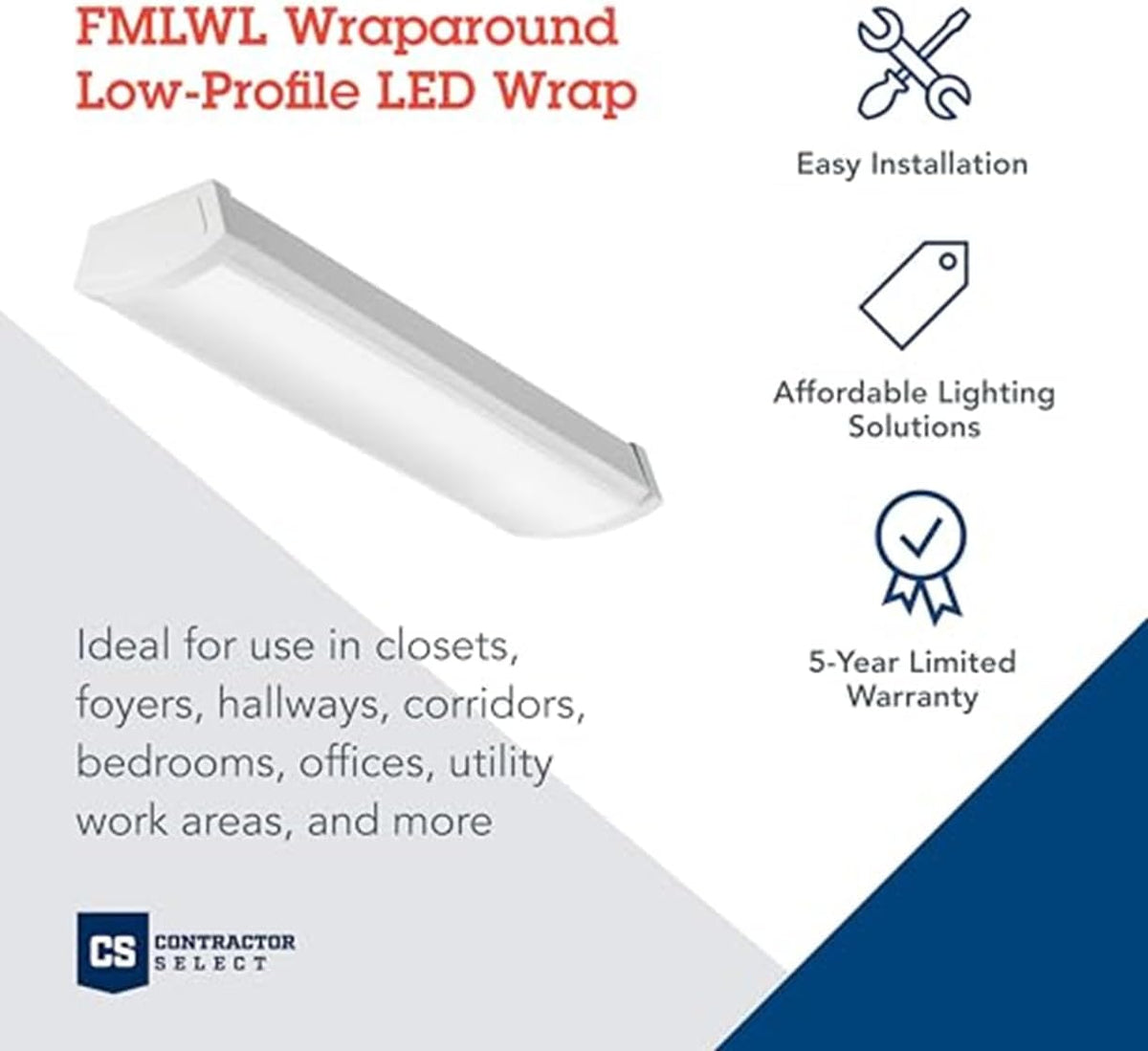LED Flush Mount Ceiling Light, 4-Foot, 3000K-5000K Switchable Color Temperature O279359