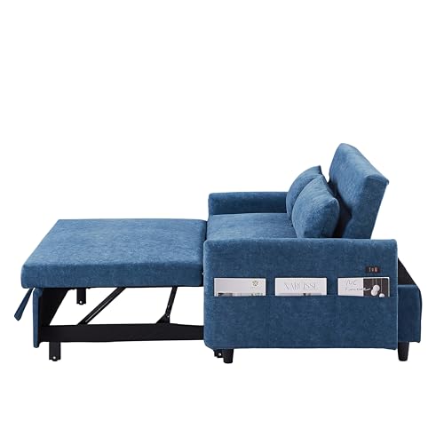 Gray Velvet Convertible Sleeper Sofa Bed W290