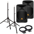 12-Inch Bluetooth Speaker Pair with Stands & Cables V74553