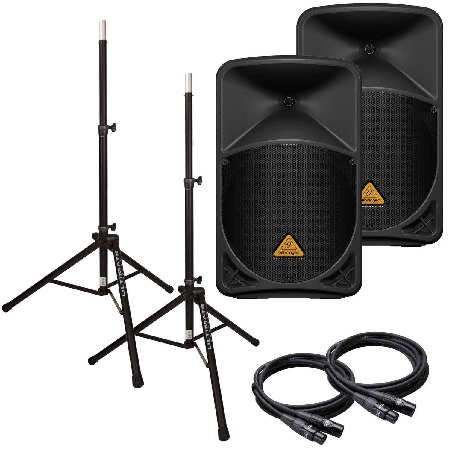 12-Inch Bluetooth Speaker Pair with Stands & Cables V74553