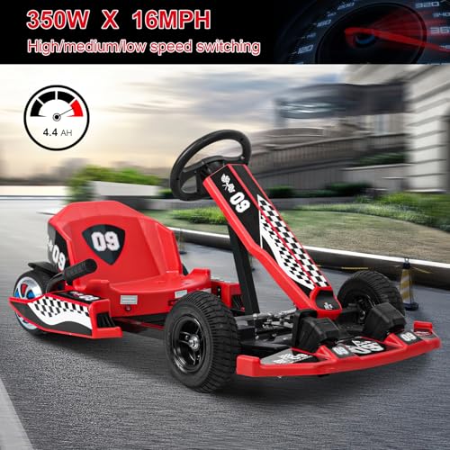 36V Electric Go Kart with 350W Motor, 16 MPH, Red S2182