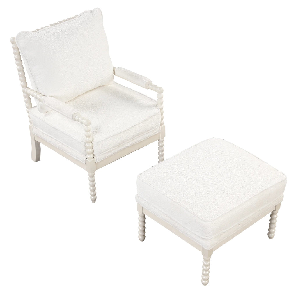 White Velvet Accent Chair with Ottoman K170
