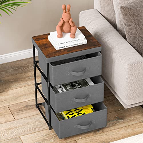 Black Fabric Dresser Set of 2 with 2 Drawers P542