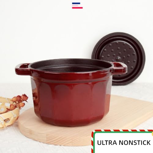 2QT Red Enamel Coated Cast Iron Dutch Oven N358