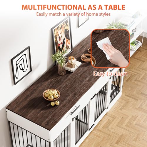 Grey Wooden Dog Crate with 2 Storage Drawers and Removable Divider Y118231