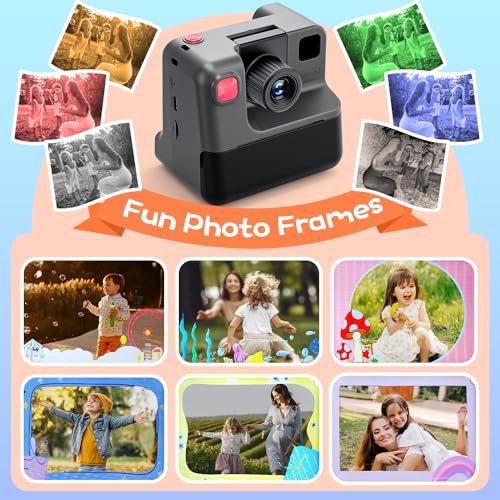 Blue FHD Selfie Digital Video Camera with 3 Rolls Print Paper & 32G Card C94480