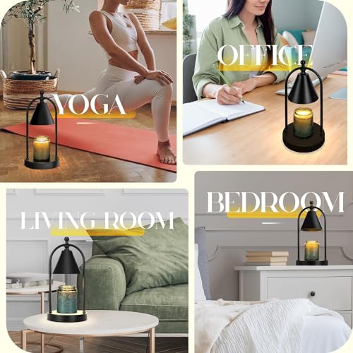 Candle Warmer Lamp with Timer, Electric Brass Candle Warmer Light, Dimmable Wax Melts Warmer R6882