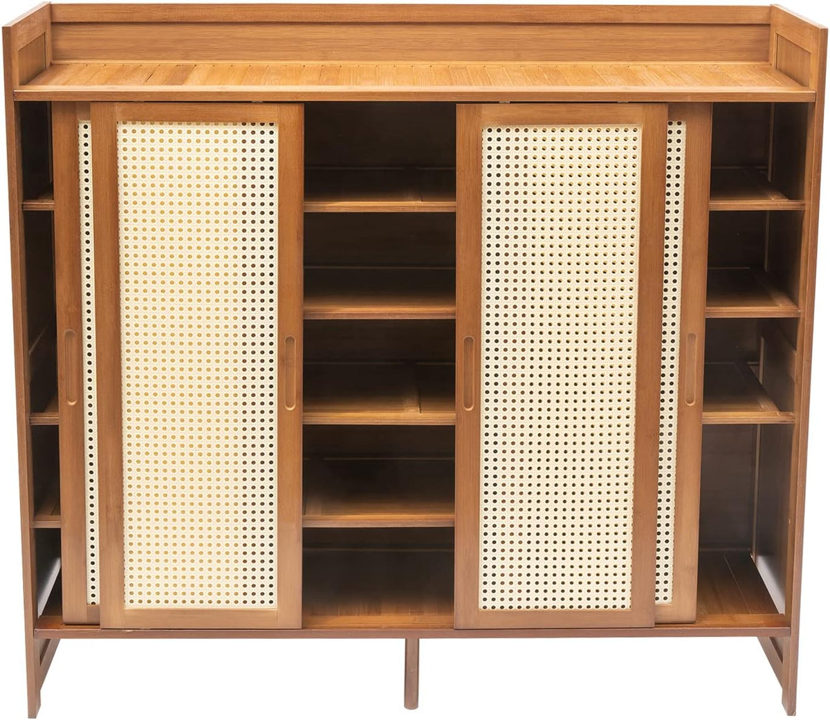 Natural Bamboo 6 Tier Shoe Cabinet with Grid Doors C741