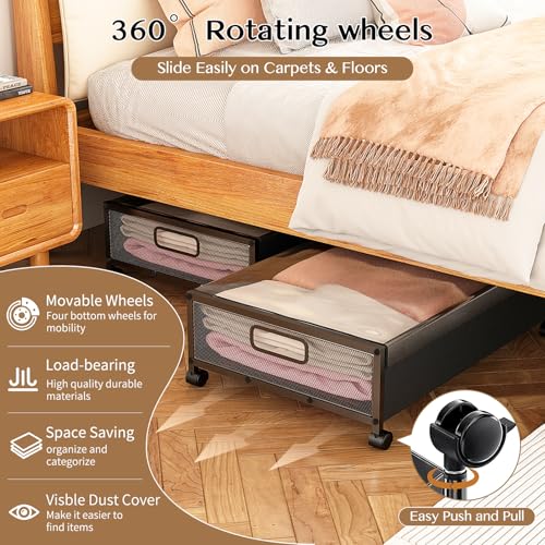 2 Pack Under Bed Storage Containers with Wheels and Lid B168778
