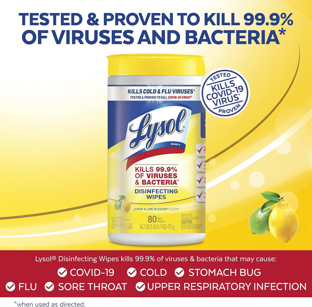Lysol Disinfectant Wipes, Lemon and Lime Blossom, 80 Count H335